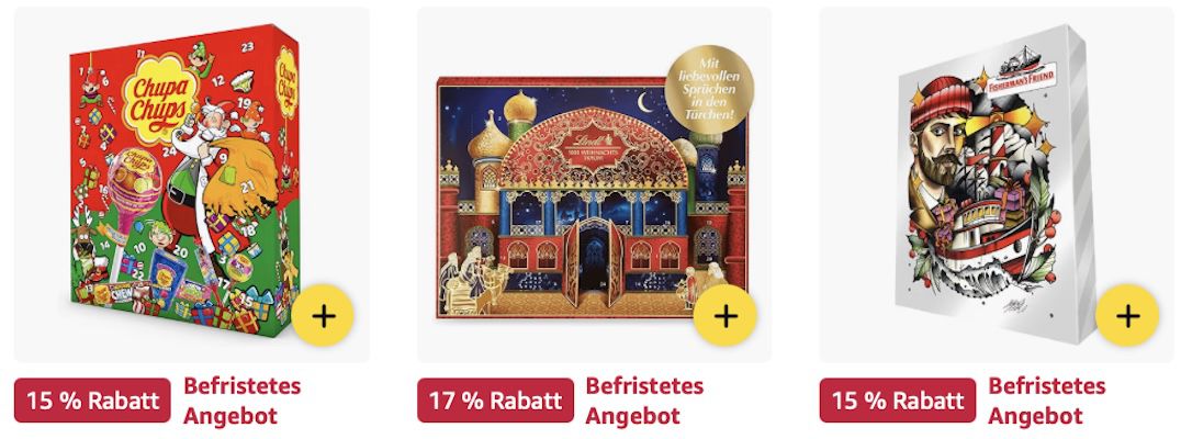 🎅🎄 Amazon: Adventskalender im Angebot   Lindt, Chupa Chups, Mentos & mehr