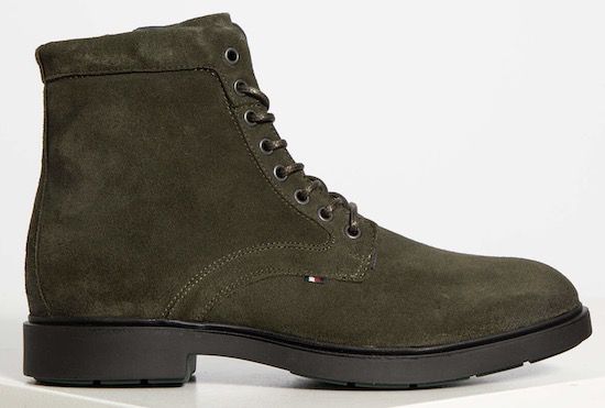 Tommy Hilfiger Leder Schnürboots in Oliv für 68€ (statt 177€)