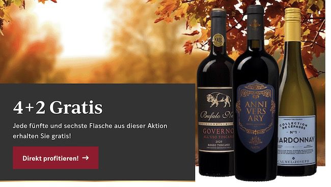 Weinbörse 6 für 4 Aktion   z.B. 6x 2011er Château Marsac Séguineau Margaux 140,92€ (statt 204€)