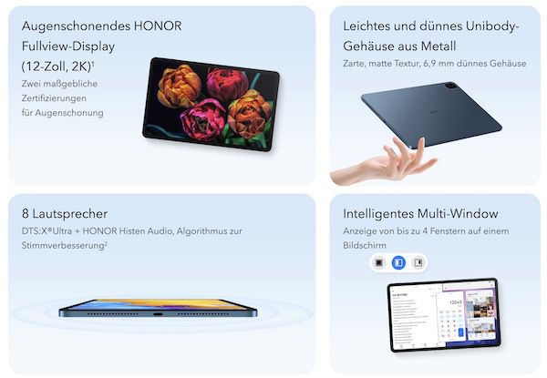 Honor Pad 8   12 Zoll Tablet mit 128GB für 169,99€ (statt 186€)