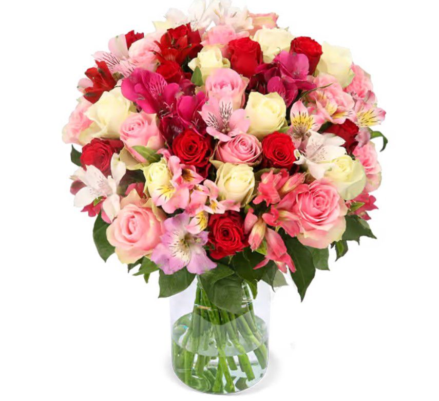 Blumenstrauß Amelie   30 Rosen und Inkalilien bis 100 Blüten für 27,48€