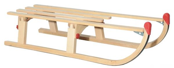 Holz Faltschlitten klappbar 110 cm mit Zugseil für 50,94€ (statt 64€)