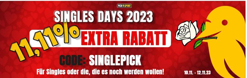 Picksport Singles Day mit 11,11% Rabatt auf alles   auch im Sale