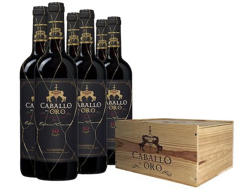 6 Flaschen Caballo d’Oro Valdepeñas DO Gran Reserva in Holzkiste für 34,94€ (statt 55€)