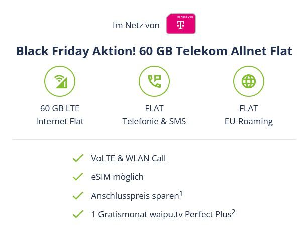 🔥 Telekom Allnet Flat von freenet mit 60GB LTE für 14,99€ mtl.