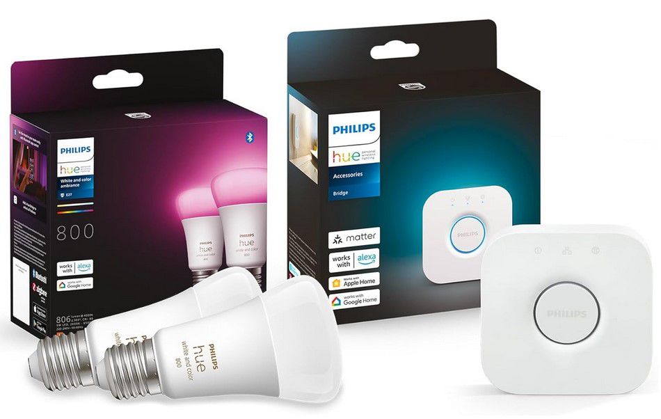 Philips Hue White and Color Ambiance 2 x E27 inkl. Bridge für 86,70€ (statt 100€)