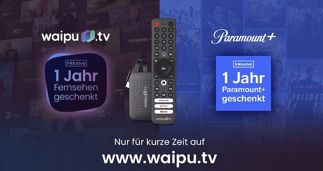 12 Monate waipu.tv inkl. 4K Stick für 59,99€ (statt 156€) + 1 Jahr Paramount+ GRATIS