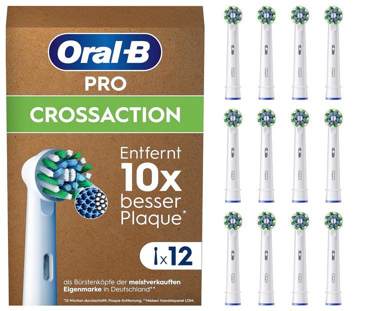 12er Pack Oral B CrossAction Aufsteckbürsten für 29,99€ (statt 40€)