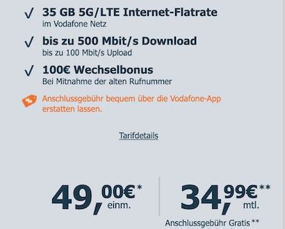 Google Pixel 8 für 49€ + Vodafone 35GB Allnet für 34,99€ mtl. + 100€ Bonus