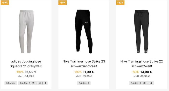 Jogginghosen bis 80% reduziert   z.B. Nike Strike 22 ab 13,99€ (statt 34€)