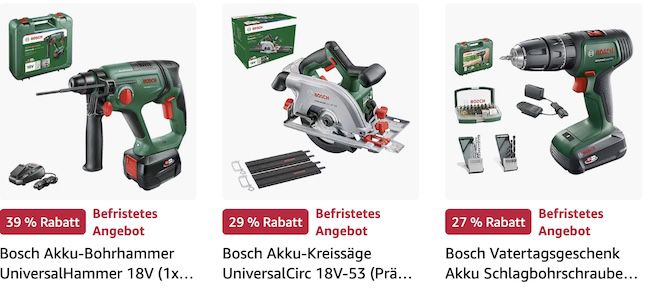 👷‍♂️ Amazon Vatertags Aktion: Bosch Geräte stark reduziert   z.B. Akkuschrauber IXO 38,99€ (statt 51€)