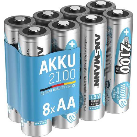 8er Pack Ansmann AA Mignon 1,2V NiMH Akkus, 2100mAh für 18,10€ (statt 24€)