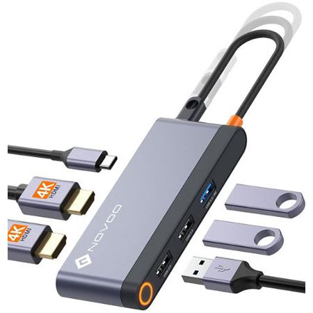 NOVOO 6 in 1 USB C Docking Station mit 4K HDMI für 29,99€ (statt 50€)
