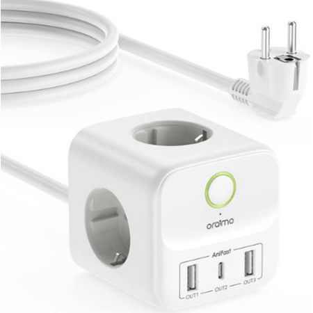 Oraimo 3 Fach Steckdosenwürfel mit 2x USB A & 1x USB C für 14,99€ (statt 20€)