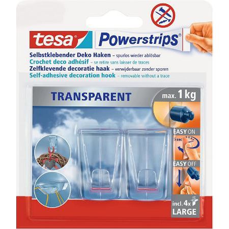 2er Pack tesa Klebehaken für transparente Oberflächen & Glas, 1Kg für 4,99€ (statt 7€)
