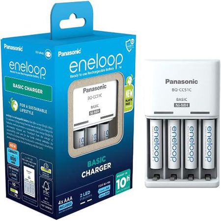 Panasonic eneloop Basic Ladegerät + 4 eneloop AAA Akkus für 14€ (statt 24€)