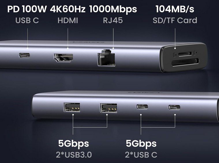 UGREEN Revodok USB C Hub mit 4k 60Hz &100W PD für 47,99€ (statt 60€)
