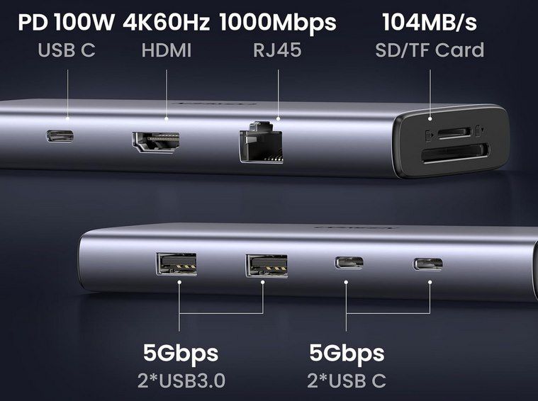 UGREEN Revodok USB C Hub mit 4k 60Hz &100W PD für 39,99€ (statt 60€)