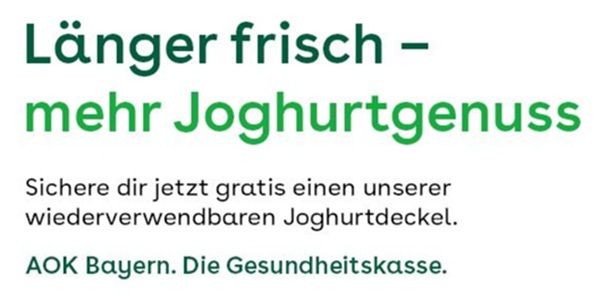 Schnell sein! Bei AOK Bayern Joghurtdeckel gratis bestellen