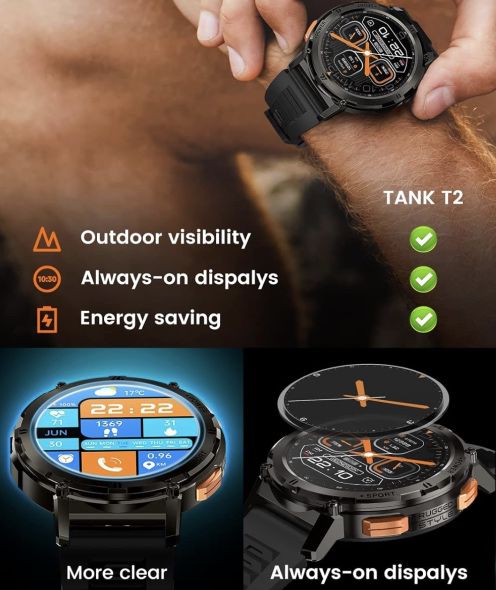 TESOFIT Tank T2 Smartwatch mit 1.43 AMOLED Display für 56,99€ (statt 110€)