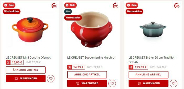 Extra 10% auf Le Creuset Sale: z.B. 3 teiliges Starterset in Orange für 131,94€ (statt 160€)
