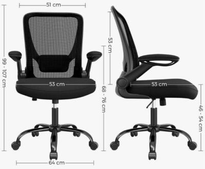 Songmics Bürostuhl OBN37 mit klappbaren Armlehnen für 50,99€ (statt 62€)