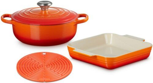 Extra 10% auf Le Creuset Sale: z.B. 3 teiliges Starterset in Orange für 131,94€ (statt 160€)