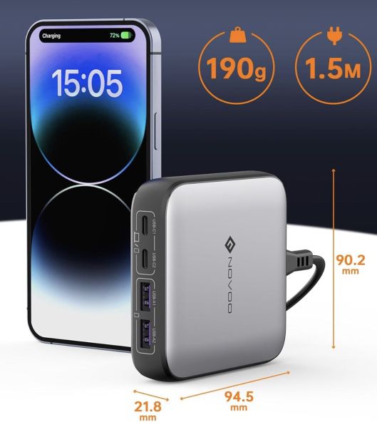 NOVOO 65W USB C / USB Ladegerät mit 4 Ports für 27,19€ (statt 70€)