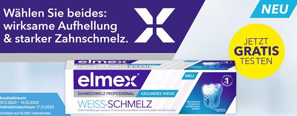 elmex® Weiss Schmelz Zahnpasta gratis ausprobieren