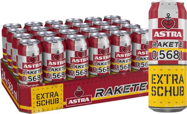 24er Pack Astra Rakete Biermischgetränk, 0,568 Liter Dose ab 20,89€ (statt 26€)