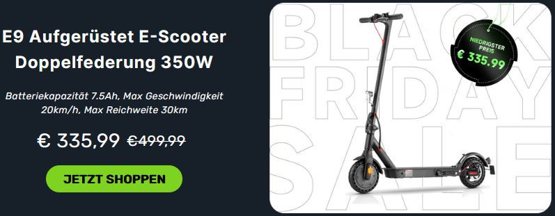 isinwheel Black Friday e Scooter Sale mit bis 200€ Rabatt + 10€ Extra