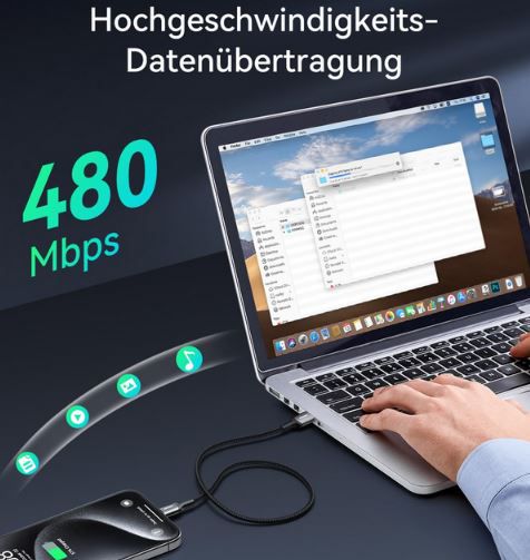 5er Pack Rocoren USB A auf USB C Kabel mit 0,5   3m für 8,49€ (statt 17€)