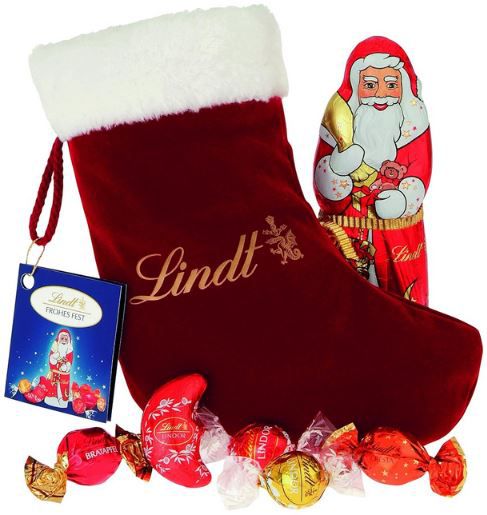 Lindt Schokolade Santa Socke gefüllt mit Schokolade, 250g für 12,23€ (statt 14€)