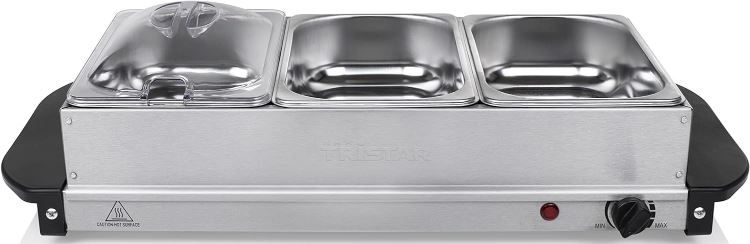 Tristar BP 6283 Edelstahl Buffetwärmer, 3 x 1,5l für 37,99€ (statt 45€)