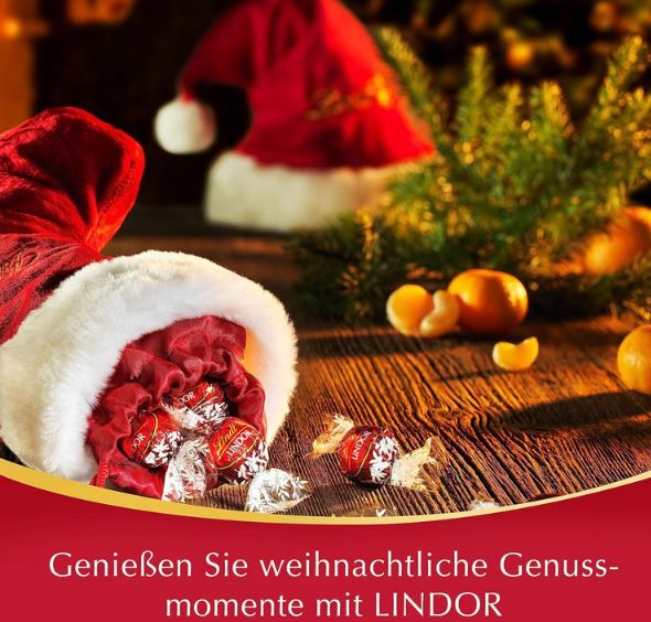 Lindt Lindor Weihnachtsmann Mütze mit Schokoladen Kugeln für 8,60€ (statt 16€)