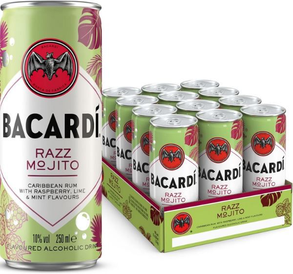 12er Pack Bacardi Razz Mojito Dose, 10%, 250ml für 27,57€ + Pfand (statt 33€)