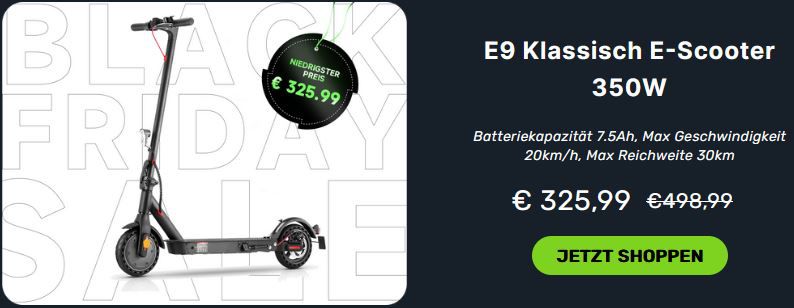 isinwheel Black Friday e Scooter Sale mit bis 200€ Rabatt + 10€ Extra