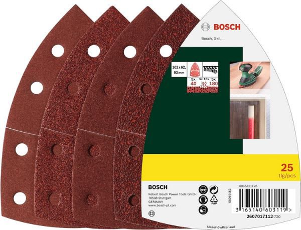 Bosch Schleifblatt Set, 25tlg., Körnung 40/80/120/180 für 11,89€ (statt 17€)