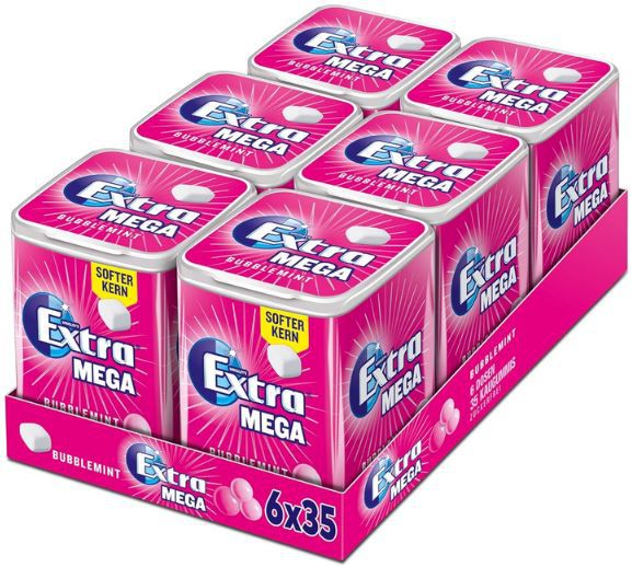 6er Pack Extra Mega Kaugummi Bubblemint (6 x 35 Stück) ab 13,71€ (statt 18€)