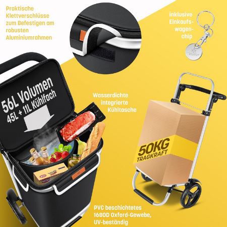 Kesser Einkaufstrolley mit 56L Kapazität & belastbar bis 50kg für 49,80€ (statt 60€)