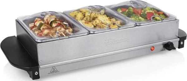 Tristar BP 6283 Edelstahl Buffetwärmer, 3 x 1,5l für 37,99€ (statt 45€)