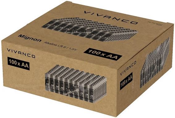 100er Pack Vivanco Mignon AA oder AAA Batterie, 1.5 V für 16,99€ (statt 20€)