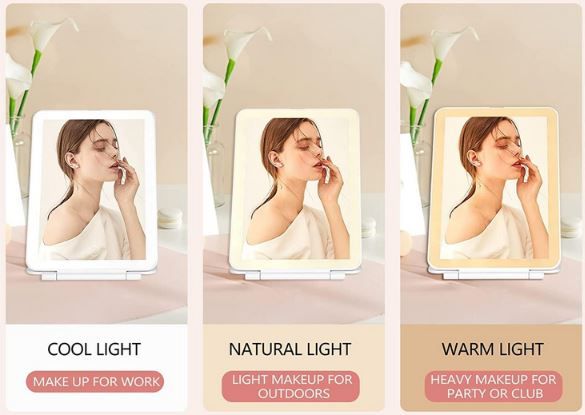 Tanshine LED Makeup Spiegel mit 3 Farbtemperaturen für 9,99€ (statt 20€)