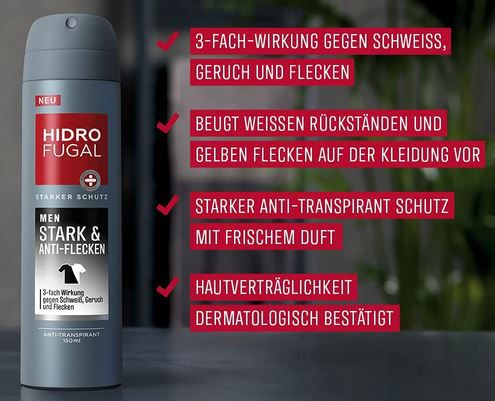 Hidrofugal MEN Stark & Anti Flecken Deo Spray, 150ml ab 2,29€ (statt 3,55€)