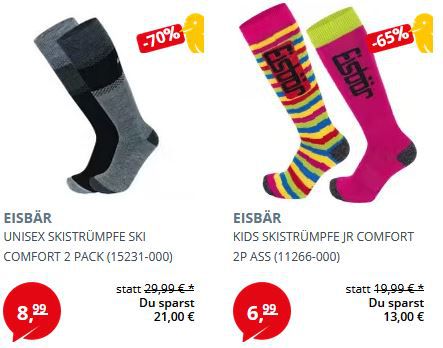 Picksport: Eisbär Socken für Herren, Damen und Kinder ab 4,99€ + 20% Extra