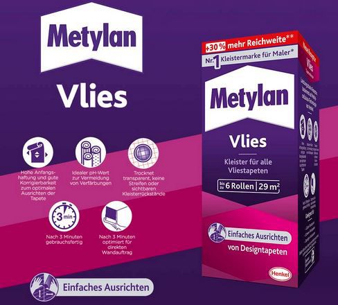 Metylan Vlies Tapetenkleister, 180g für 6,68€ (statt 13€)