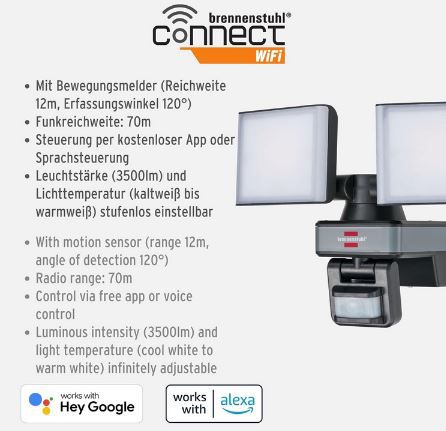Brennenstuhl WFD 3050 P Connect WiFi LED Duo Strahler für 46,19€ (statt 53€)