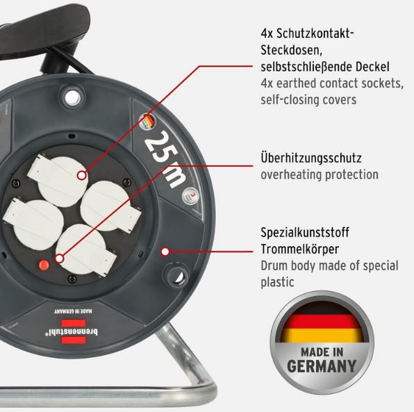 Brennenstuhl Garant V2 Kabeltrommel, 25m für 44,99€ (statt 60€)