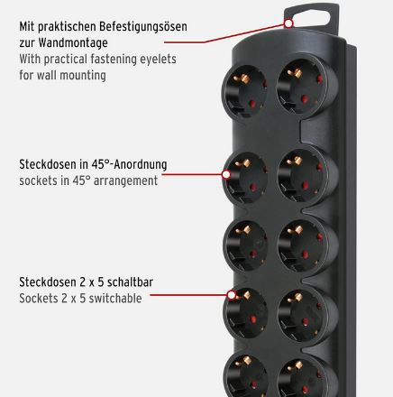 Brennenstuhl Primera Line 10 Fach Steckdosenleiste für 12,52€ (statt 17€)