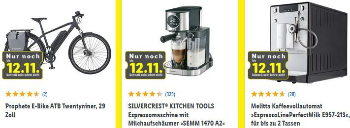 Lidl Singles Day - Bis zu 70% Rabatt - z.B. Melitta Kaffeevollautomat für  289€ (statt 349€)